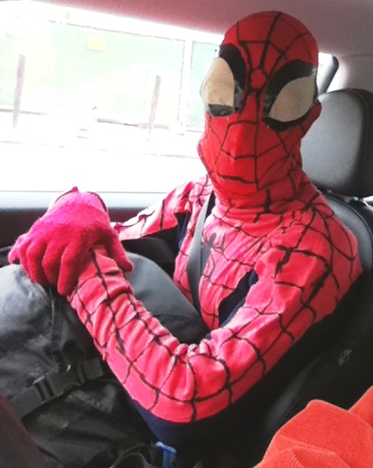 Spidey gets a ride to work...